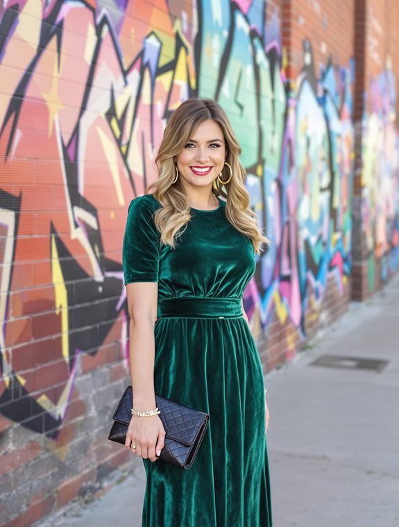 velvet dress fashion model