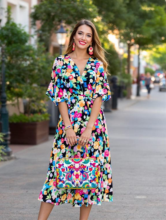 vibrant bag enhances outfit