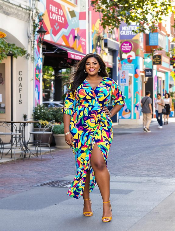 vibrant dress curvy model