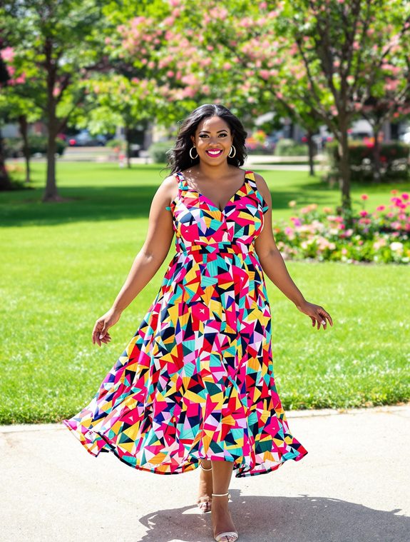 vibrant dress twirling model