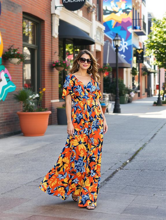 vibrant floral maxi dress