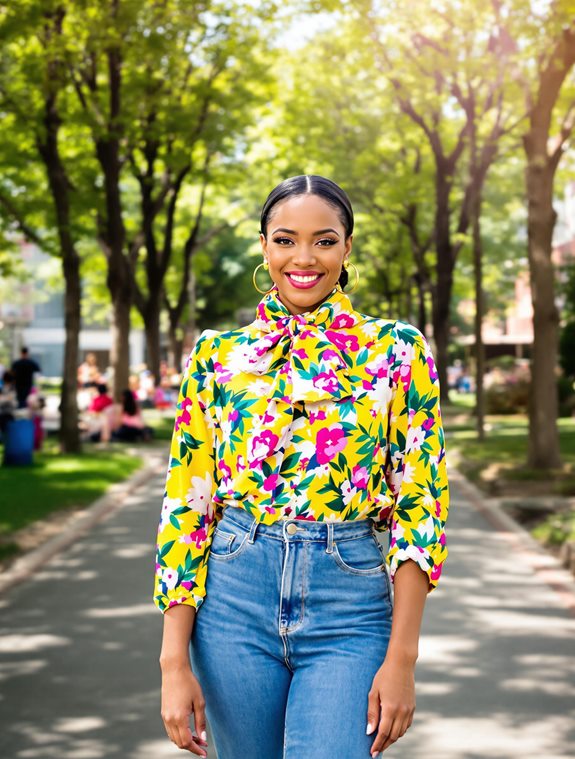 vibrant floral pattern top