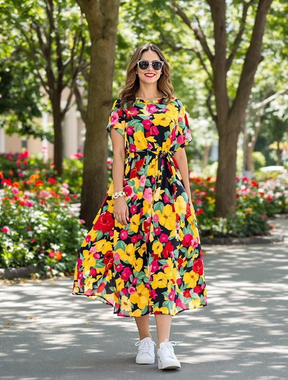 vibrant floral patterned dress