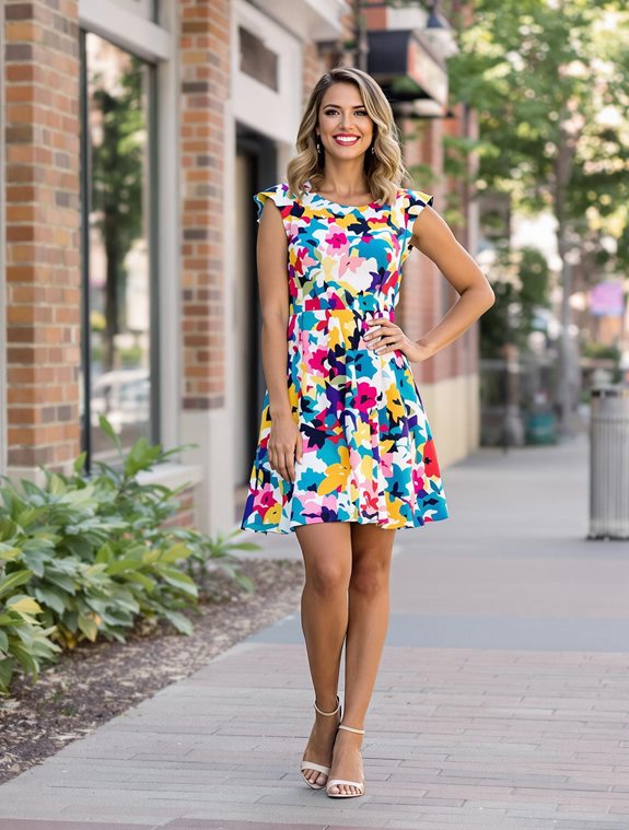 vibrant flower pattern dress