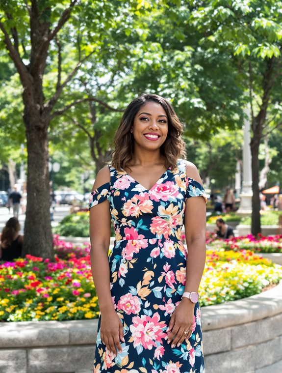 vibrant flower pattern dress