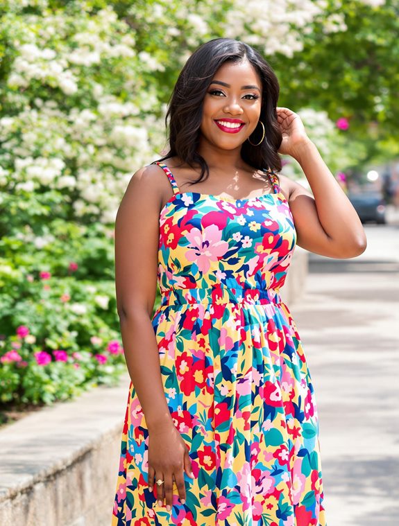 vibrant flower pattern dress