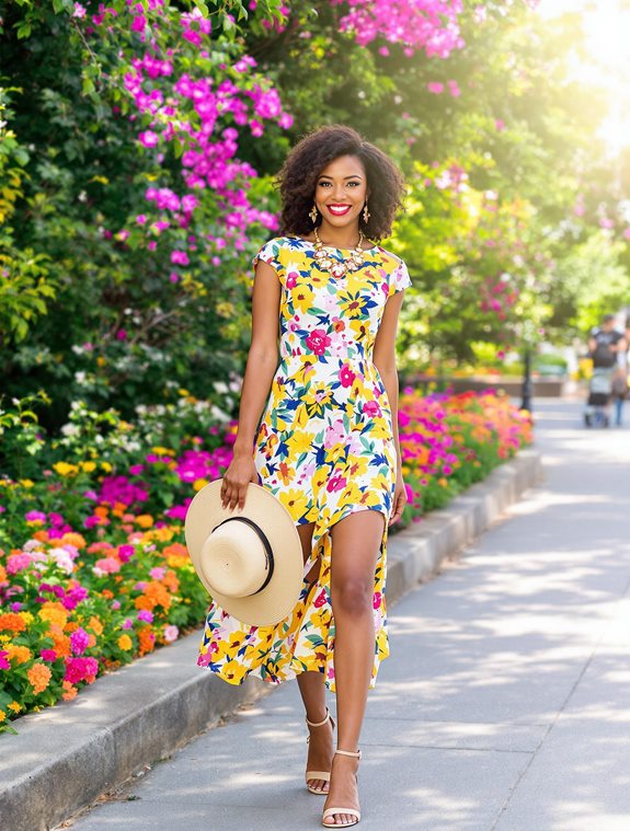 vibrant flower pattern dress