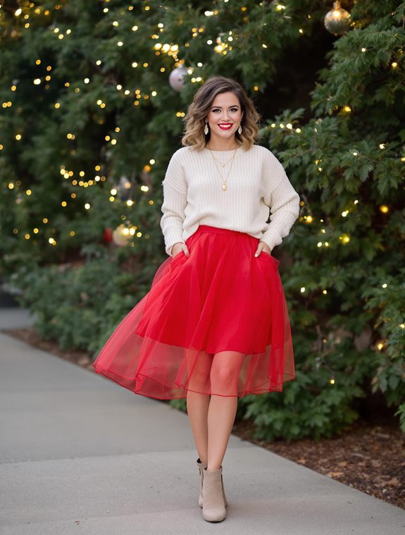vibrant holiday tulle skirt