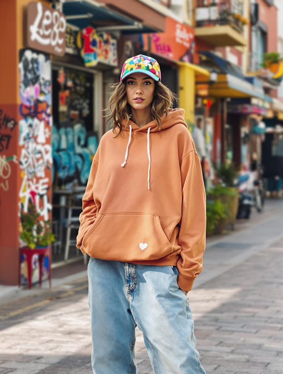 vibrant hooded cap ensemble