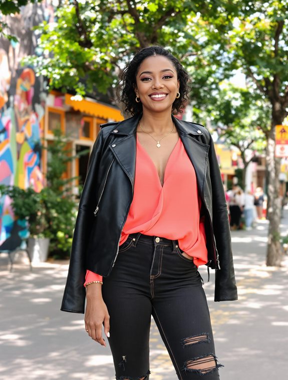 vibrant layered colorful outfit