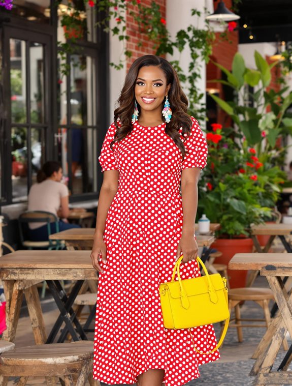 vibrant polka dot dress