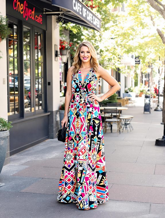 vibrant print long dress