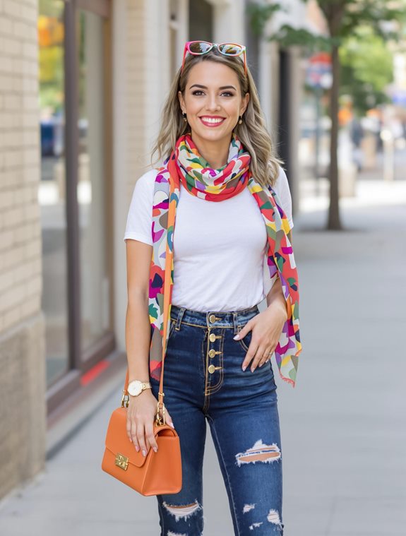 vibrant purse with outfit