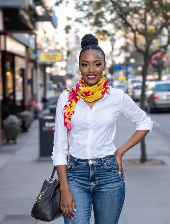 vibrant scarf enhancing style