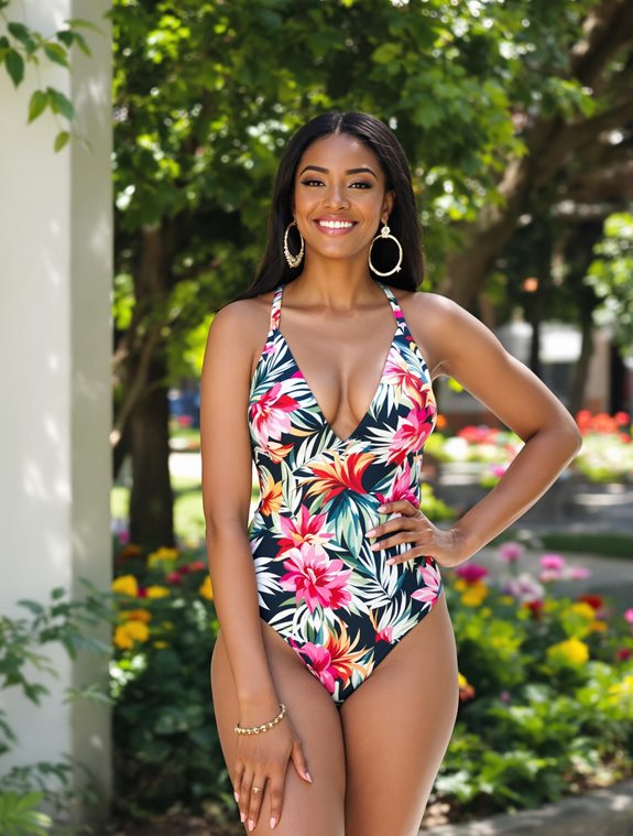 vibrant tropical swimsuit design