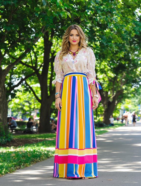 vibrant vertical patterned skirt