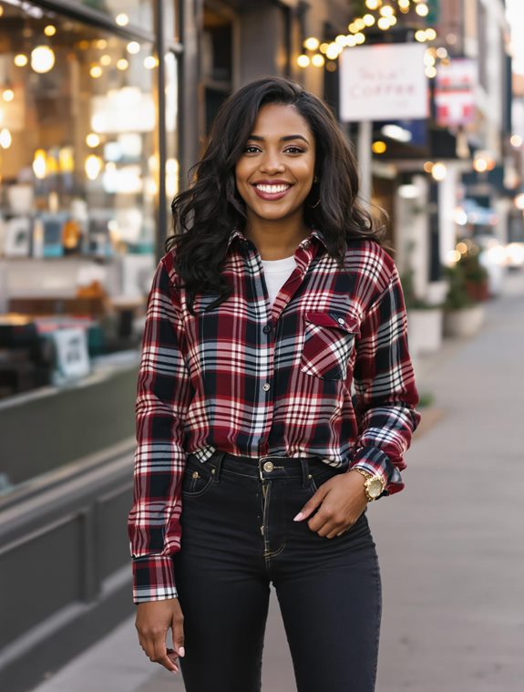 warm checkered flannel top